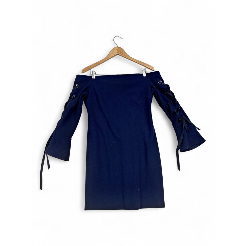 Vince Camuto Off-Shoulder‎ Lace-Up Bell Sleeve Dress M